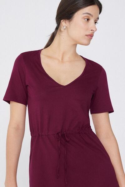 Burgundy Short V-Neck Dress, , large image number 3