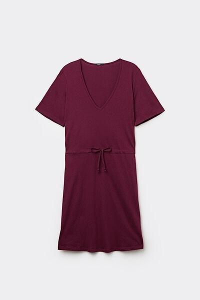 Burgundy Short V-Neck Dress, , large image number 4