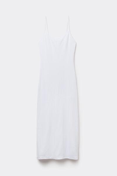 White Ribbed Midi Dress, White, large image number 4