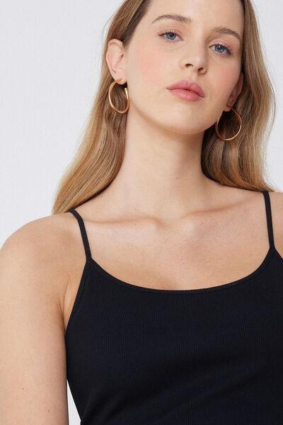 Black Ribbed Midi Dress, Black, large image number 3