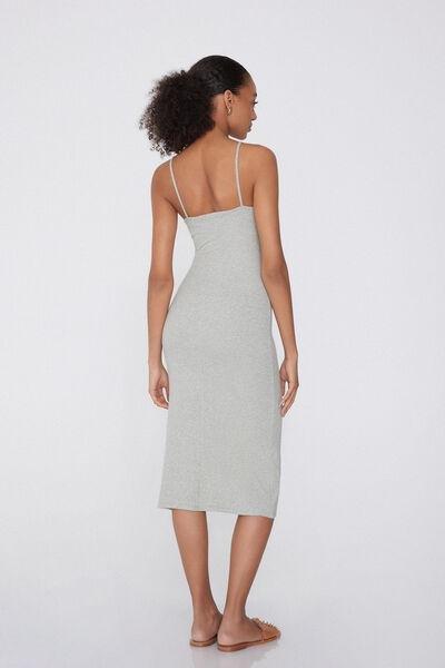 Grey Ribbed Midi Dress, , large image number 2