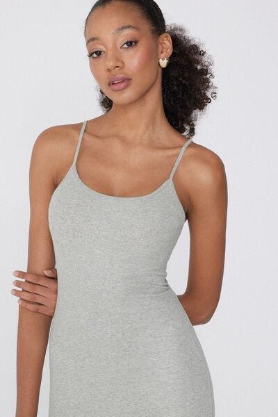 Grey Ribbed Midi Dress, , large image number 3