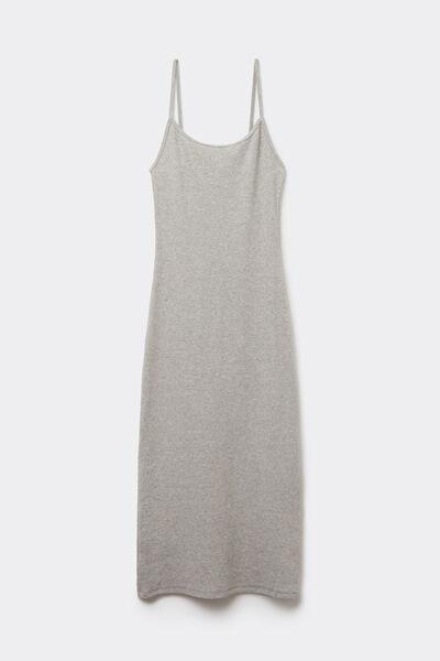 Grey Ribbed Midi Dress, , large image number 4