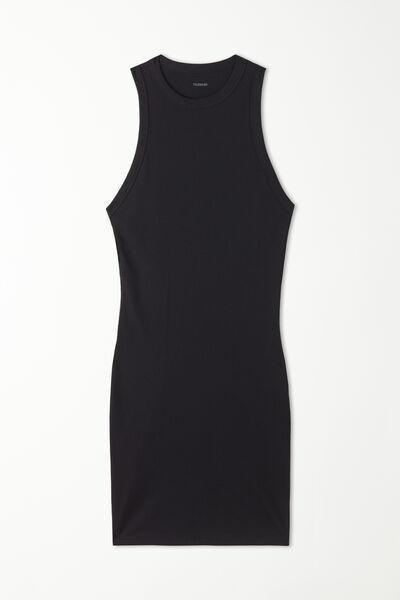Black Short Ribbed Racerback Dress, , large image number 4