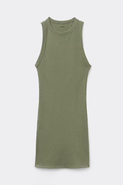 VERDE SAFARI Short Ribbed Cotton Racerback Dress, , large image number 4