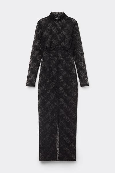 Black Luxury Dream Long Sleeve Lace Dress, Black, large image number 0