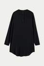 Tezenis - Black Long-Sleeved Mandarin-Collar Viscose Dress
