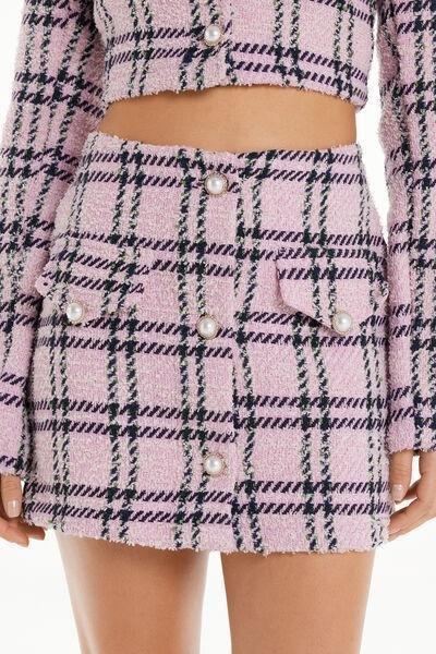 Pink Tweed Mini Skirt With Buttons, , large image number 0