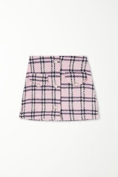 Pink Tweed Mini Skirt With Buttons, , large image number 4