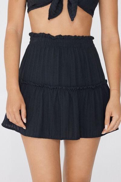 Black Elastic Waist Skirt, , large image number 0