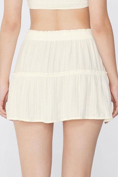 White Elastic Waist Skirt, , large image number 2