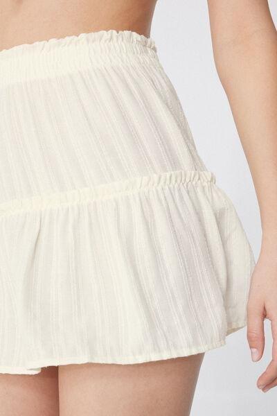 White Elastic Waist Skirt, , large image number 3