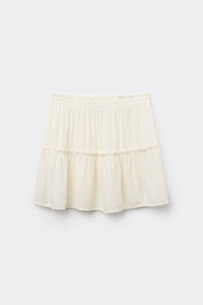White Elastic Waist Skirt, , large image number 4