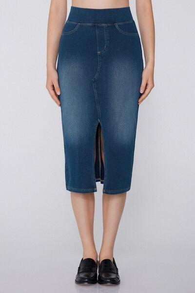 BLU DENIM Soft Flex Denim Longuette Skirt, 5701_766Y, medium