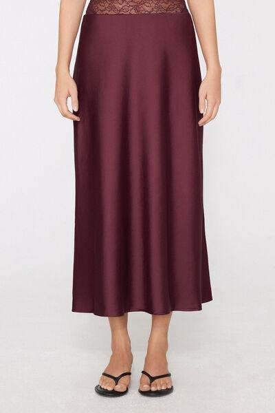 Brown Long Satin Bell Skirt, 5701_581Z, medium