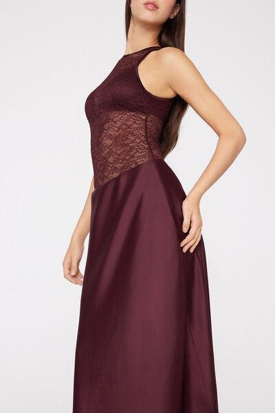Brown Long Satin Bell Skirt, 5701_581Z, large image number 3