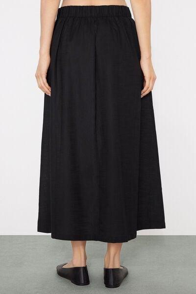 Black Long Cotton Canvas Skirt, Black, large image number 2