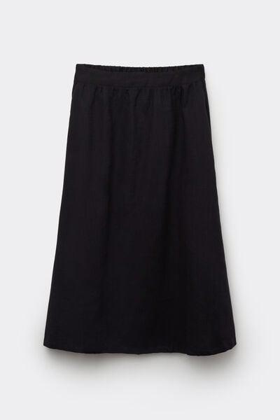 Black Long Cotton Canvas Skirt, Black, large image number 4