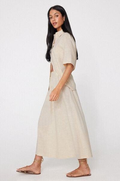 Beige Long Cotton Canvas Skirt, 5701_350Z, large image number 0