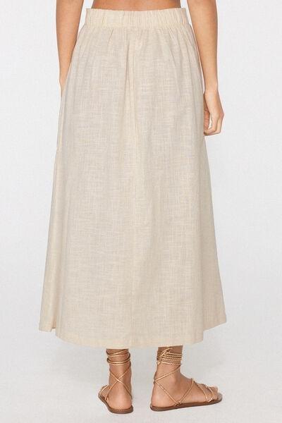Beige Long Cotton Canvas Skirt, 5701_350Z, large image number 2