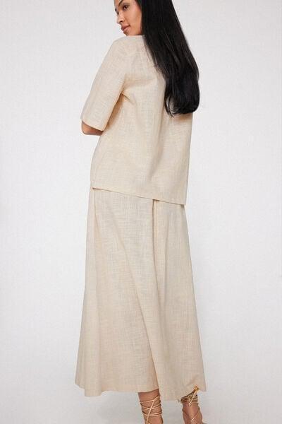 Beige Long Cotton Canvas Skirt, 5701_350Z, large image number 3