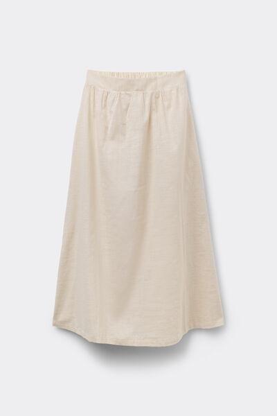 Beige Long Cotton Canvas Skirt, 5701_350Z, large image number 4