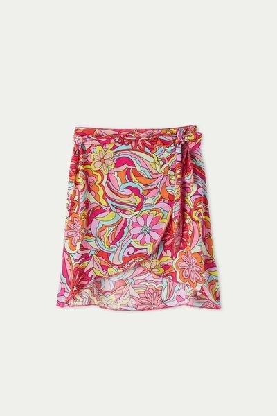 1970S PRINT Short Canvas Sarong Skirt, , large image number 3