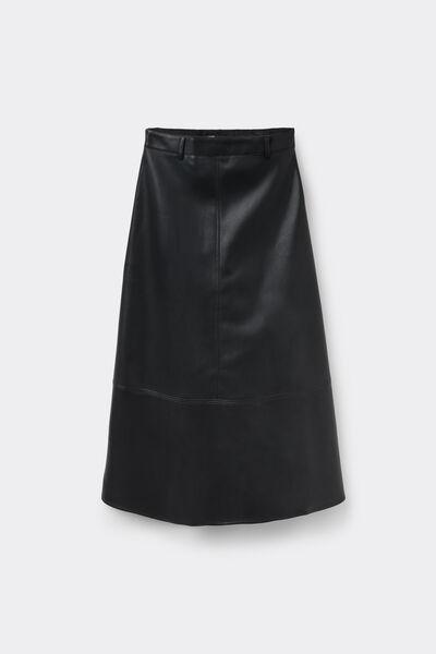 Black Leather-Effect Midi Skirt, Black, large image number 4