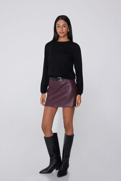 Violet Leather-Effect Mini Skirt, 5701_919Y, medium