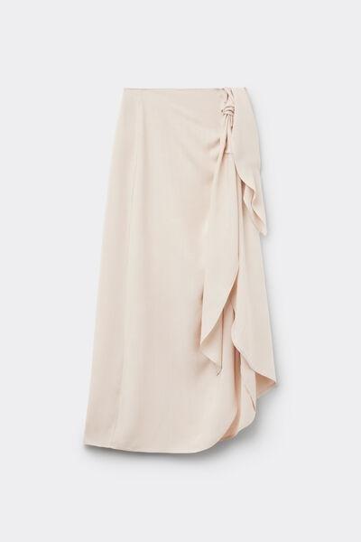 Cream Brushed Viscose Canvas Long Sarong Skirt, 5701_310Z, large image number 4