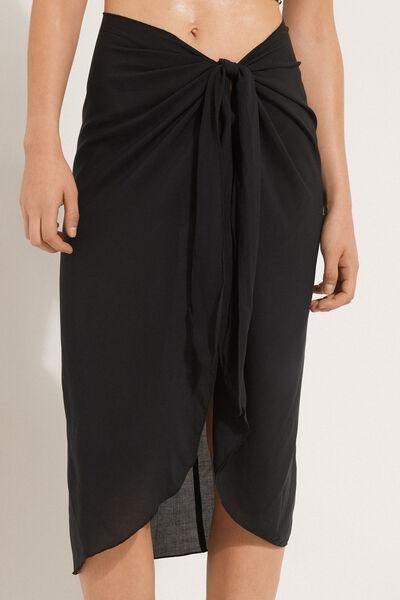 Black Canvas Midi Sarong, , large image number 0