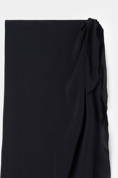 Black Canvas Midi Sarong, Black, large image number 5