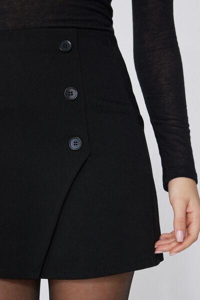Black Milano Stitch Short Skirt, , large image number 3