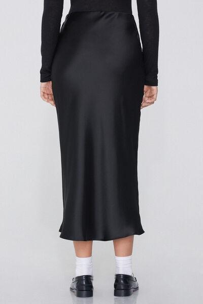 Black Satin Midi Skirt, , large image number 2