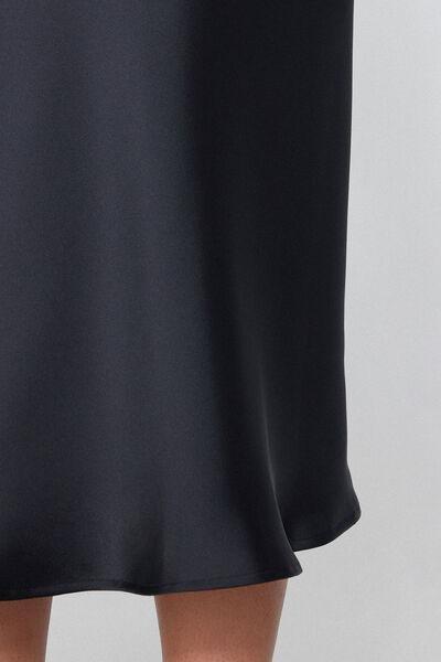 Black Satin Midi Skirt, , large image number 3