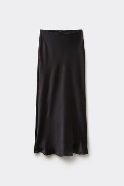 Black Satin Midi Skirt, , large image number 4