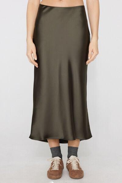 Green Satin Midi Skirt, 5701_226Z, large image number 1