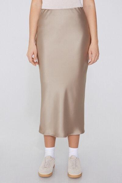 Grey Satin Midi Skirt, 5701_705Y, large image number 1