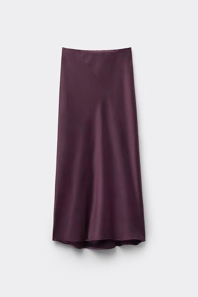 Burgundy Satin Midi Skirt, 5701_919Y, large image number 1