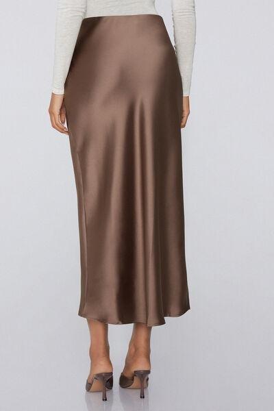 Brown Satin Midi Skirt, 5701_939Y, large image number 1