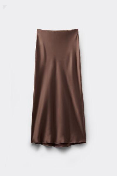 Brown Satin Midi Skirt, 5701_939Y, large image number 3