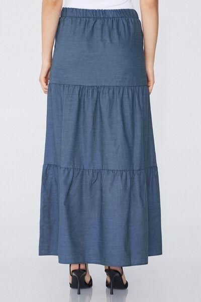 Blue Denim-Effect Long Skirt, , large image number 2