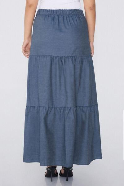 Blue Denim-Effect Long Skirt, 5701_890W, large image number 2