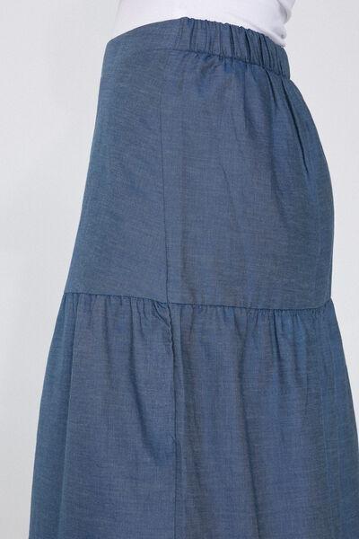 Blue Denim-Effect Long Skirt, , large image number 3