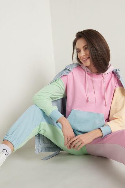 Multicolour Block Colour Long-Sleeved Hooded Sweatshirt, 5701_643U, large image number 1