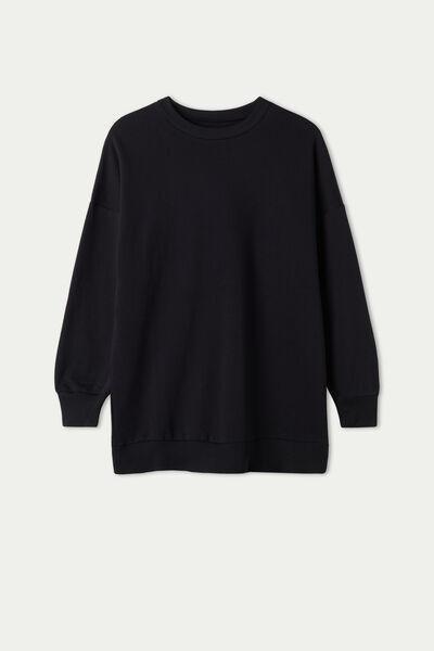 Black Basic Plain Colour Oversized Cotton Sweatshirt, Black, large image number 4