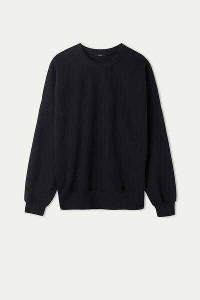 Black Plain Colour Dropped Shoulder Cotton Sweatshirt, Black, large image number 4