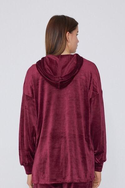 Maroon Velvet Knitwear Hoodie, , large image number 2