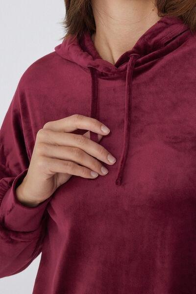 Maroon Velvet Knitwear Hoodie, , large image number 3