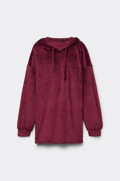 Maroon Velvet Knitwear Hoodie, , large image number 4